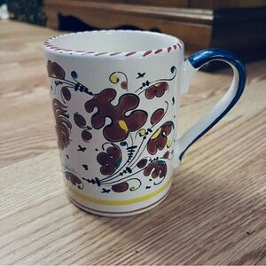 Anthropologie Nova Ceramica Painted Rooster Coffee Cup Made in Italy